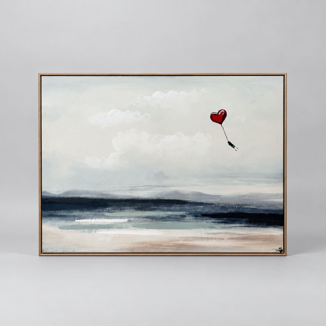 SAS Art – Girl with Balloon Barbed Wire - Original Mixed Media